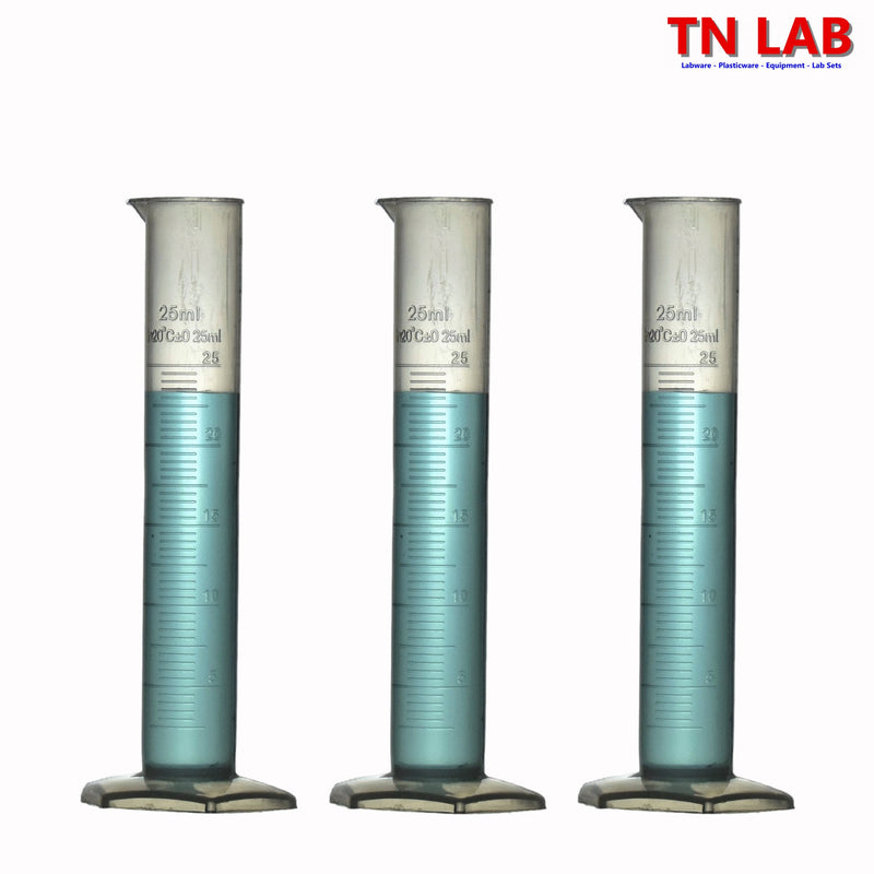 TN LAB Supply Graduated Measuring Cylinder 25ml Polypropylene Plastic PP GMC 3-Pack