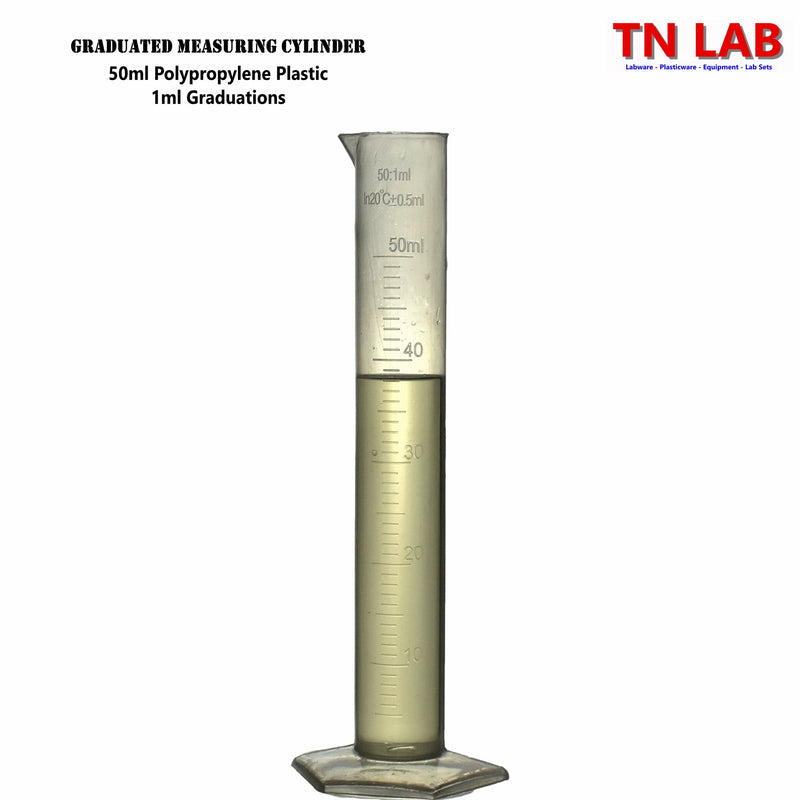 TN LAB Supply Graduated Measuring Cylinder 50ml Polypropylene Plastic