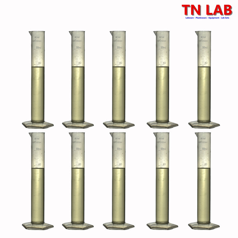 TN LAB Supply Graduated Measuring Cylinder PP 50ml Polypropylene Plastic GMC 10-Pack