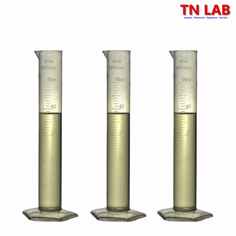 TN LAB Supply Graduated Measuring Cylinder PP 50ml Polypropylene Plastic GMC 3-Pack