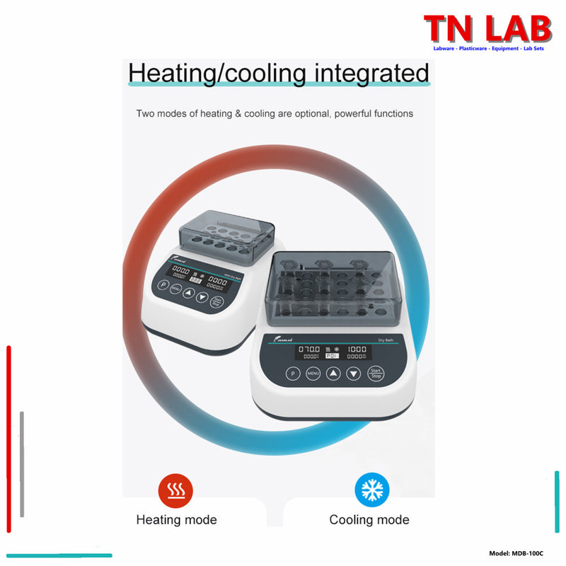 TN LAB Supply MDB-100C Mini Dry Bath Incubator Digital Control with Heating and Cooling Joanlab Labfish 