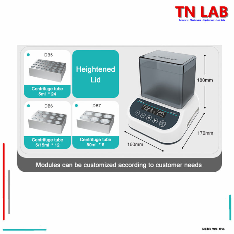 TN LAB Supply MDB-100C Mini Dry Bath Incubator Digital Control with Heating and Cooling Joanlab Labfish Modules