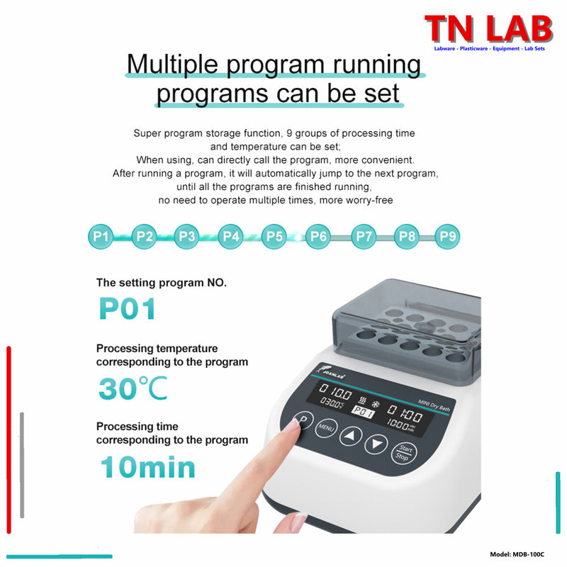 TN LAB Supply MDB-100C Mini Dry Bath Incubator Digital Control with Heating and Cooling Joanlab Labfish Programs