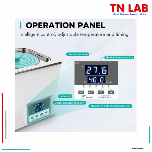 TN LAB Supply BHS-1 Laboratory Water Bath Digital Control Single Hole Joanlab Labfish Operations Panel