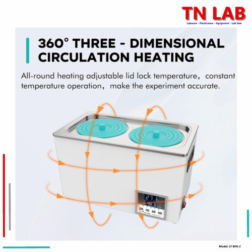 TN LAB Supply BHS-2 Laboratory Water Bath Digital Control Dual Hole Joanlab Labfish Heating