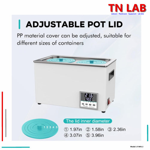 TN LAB Supply BHS-2 Laboratory Water Bath Digital Control Dual Hole Joanlab Labfish Adjustable Lid