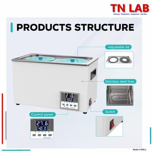 TN LAB Supply BHS-2 Laboratory Water Bath Digital Control Dual Hole Joanlab Labfish Structure