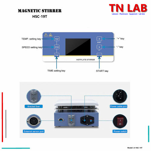 TN LAB Supply Magnetic Stirrer HSC-19T Digital Display Temperature Probe Ceramic Plate Joanlab Labfish Controls