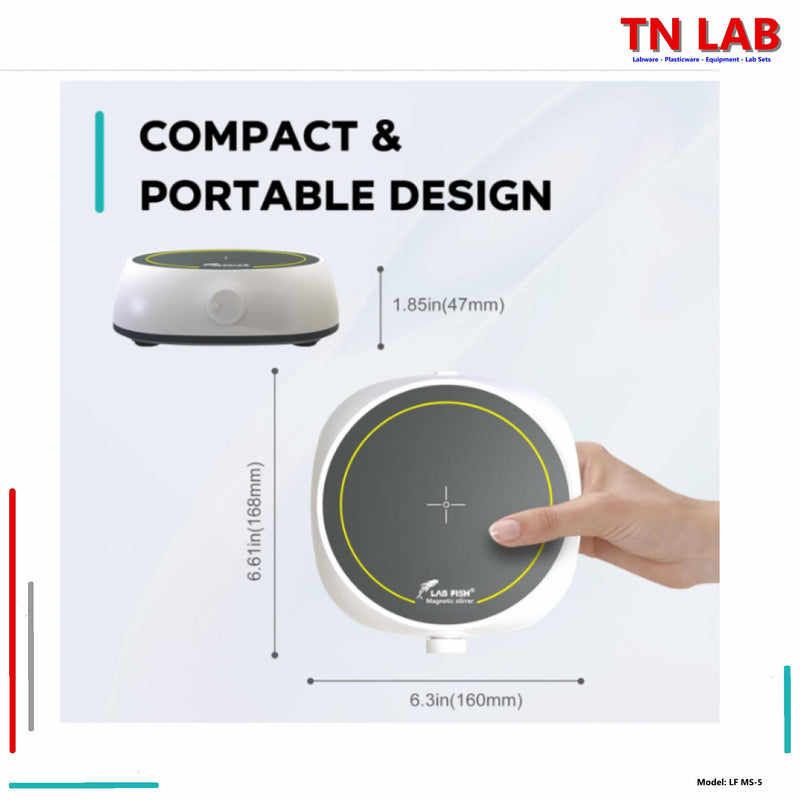 TN LAB Supply MS-5 Magnetic Stirrer 3Liters Steady Smooth Operation Labfish Joanlab Compact and Portable