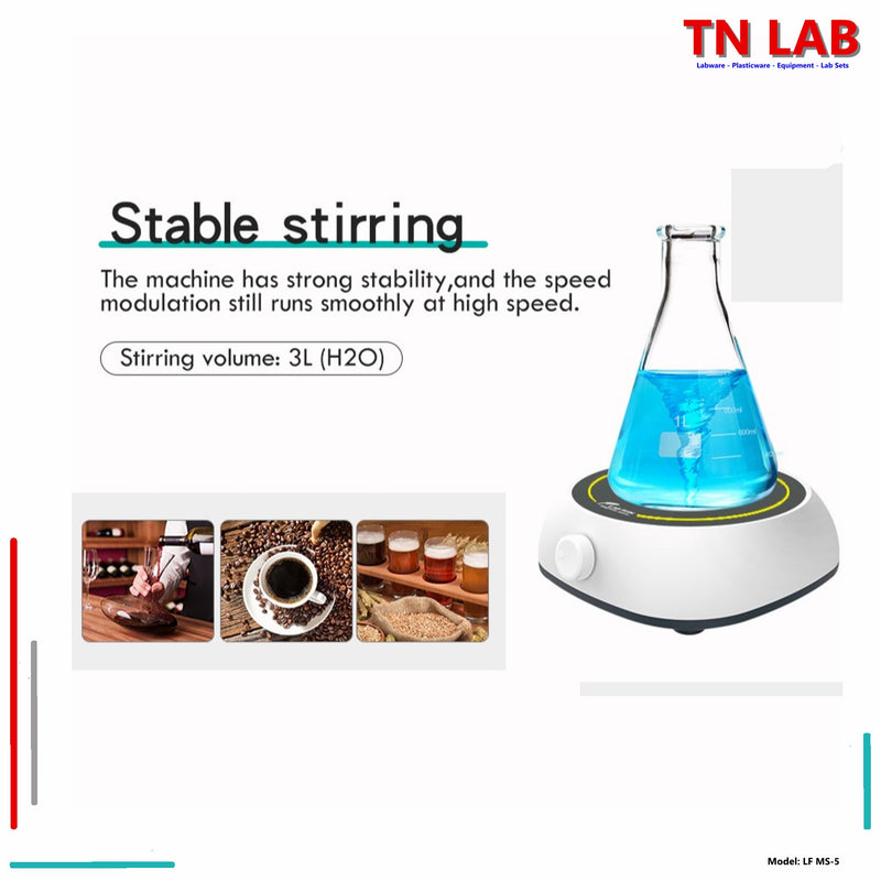 TN LAB Supply MS-5 Magnetic Stirrer 3Liters Steady Smooth Operation Labfish Joanlab Stirring