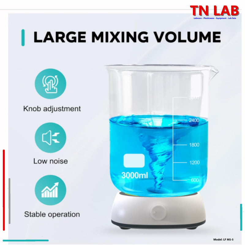 TN LAB Supply MS-5 Magnetic Stirrer 3Liters Steady Smooth Operation Labfish Joanlab Mixing Volume