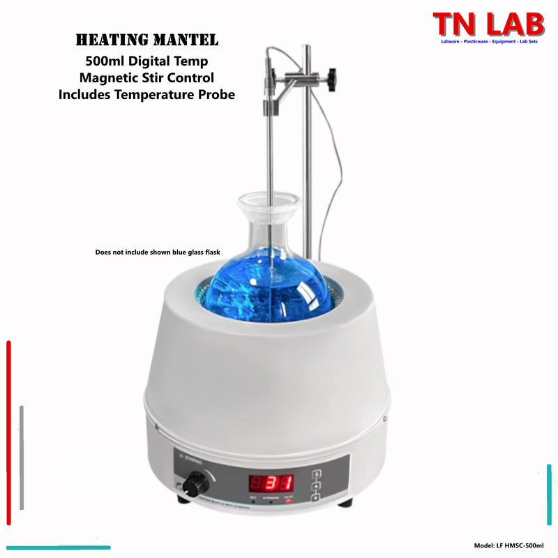 TN LAB Supply LabFish HMSC-500ml Heating Mantel 500ml Magnetic Stir with Digital 