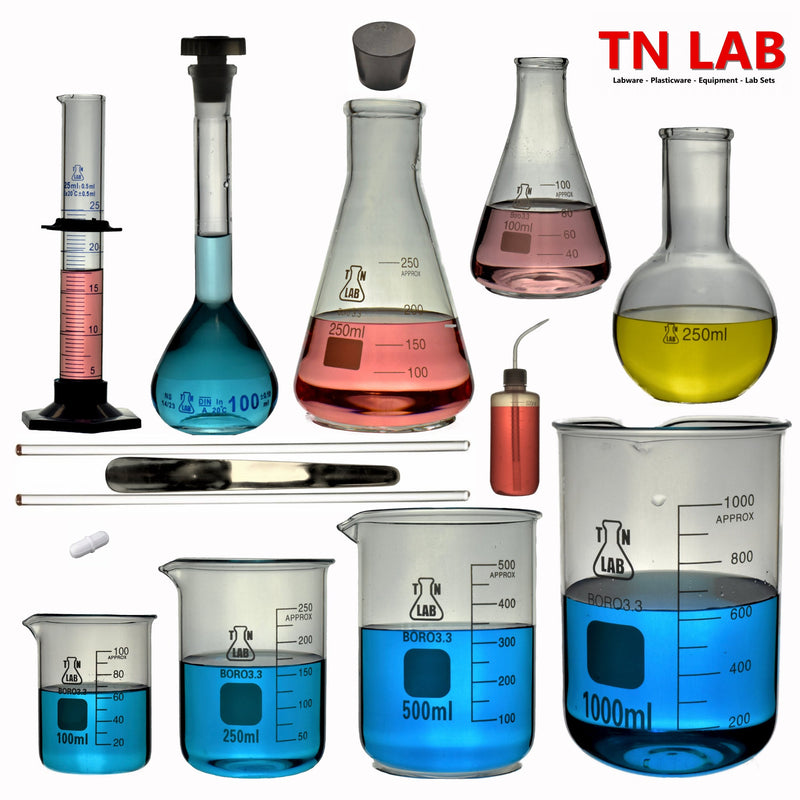 Labware Glassware 15-Piece Chemistry SUPER SET