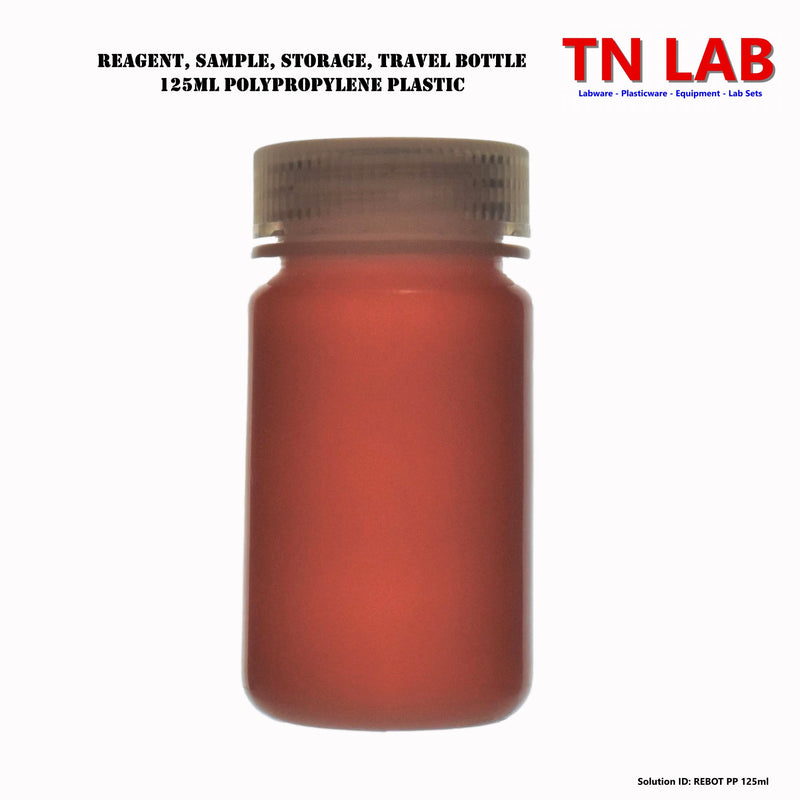 TN LAB Supply 125ml Reagent Storage Bottle Polypropylene with Cap REBOT PP 125ml