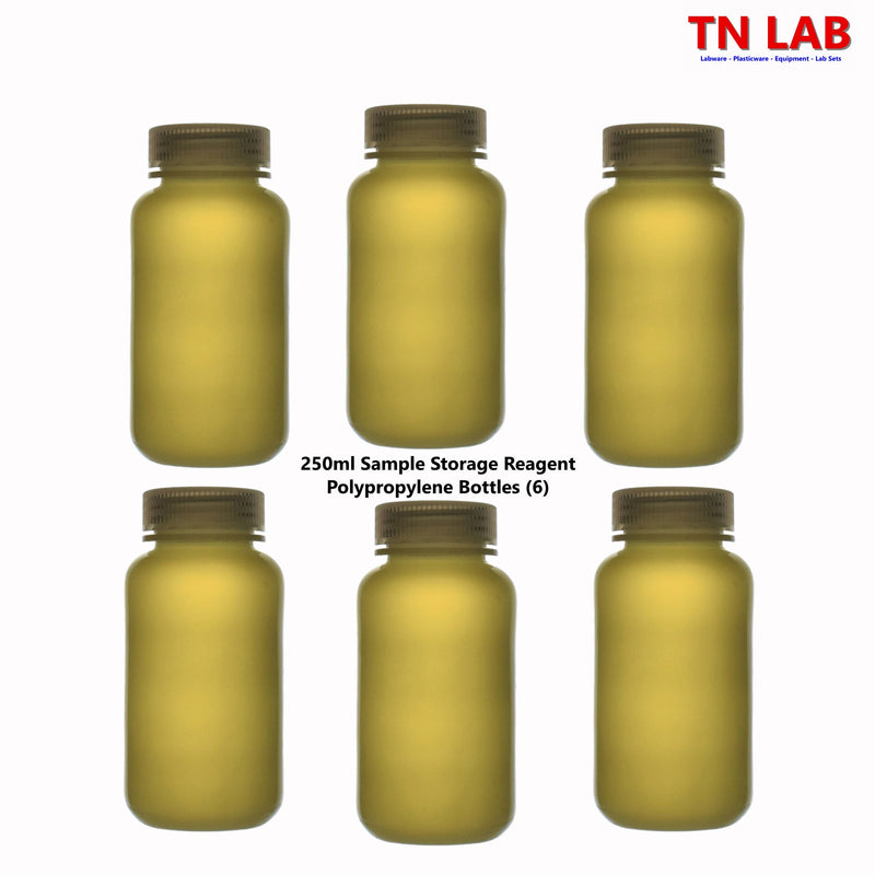 TN LAB Supply 250ml Polypropylene Plastic with Cap 6-Pack