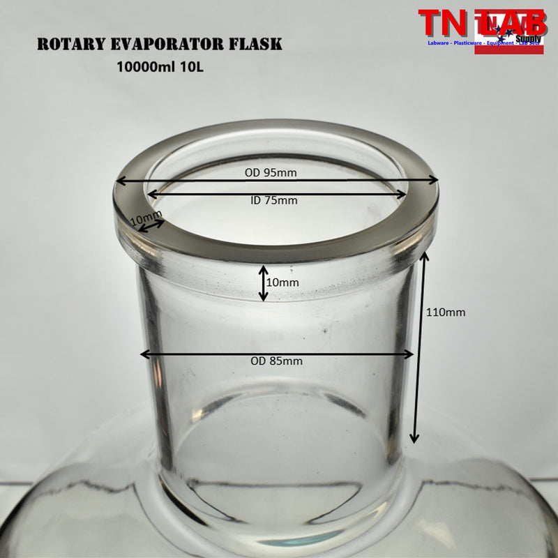 TN LAB Supply Rotary Evaporator Flask 10000ml 10L Thick-Wall Borosilicate Glass Dimensions