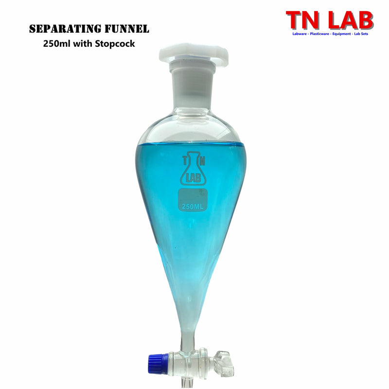 TN Lab Supply 250ml Separating Funnel with Stopcock Borosilicate 3.3 Glass