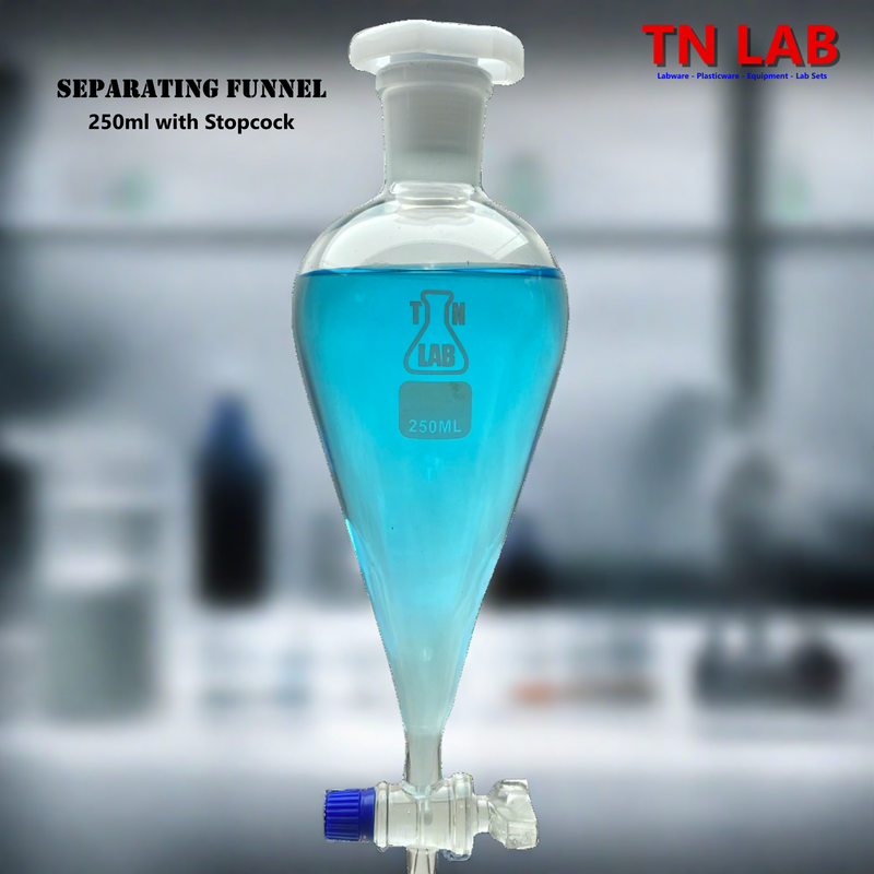 TN Lab Supply 250ml Separating Funnel with Stopcock Borosilicate 3.3 Glass