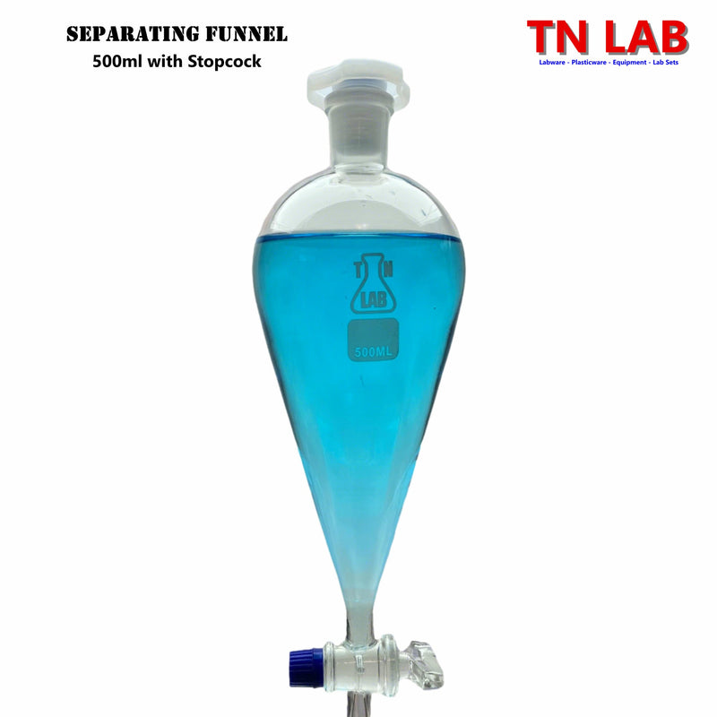 TN LAB Supply 500ml Separating Funnel with Stopcock Borosilicate 3.3 Glass