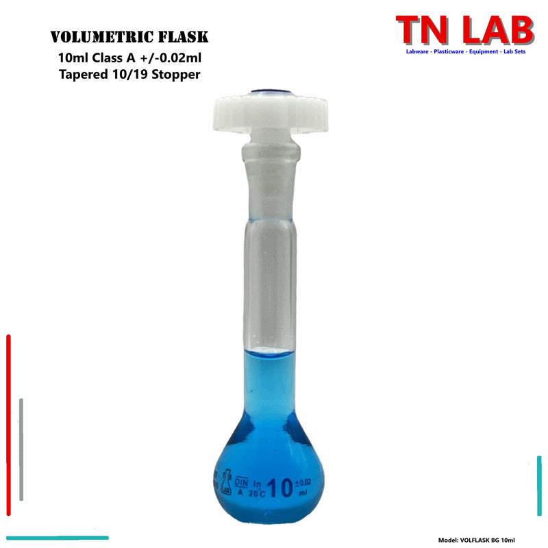 Volumetric Flask 10ml Borosilicate Glass Class A Accuracy