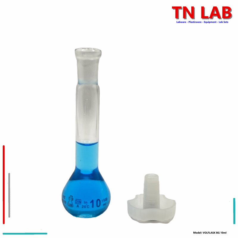 TN LAB Supply Volumetric Flask Borosilicate 3.3 Glass 10ml Class A Tapered Stopper