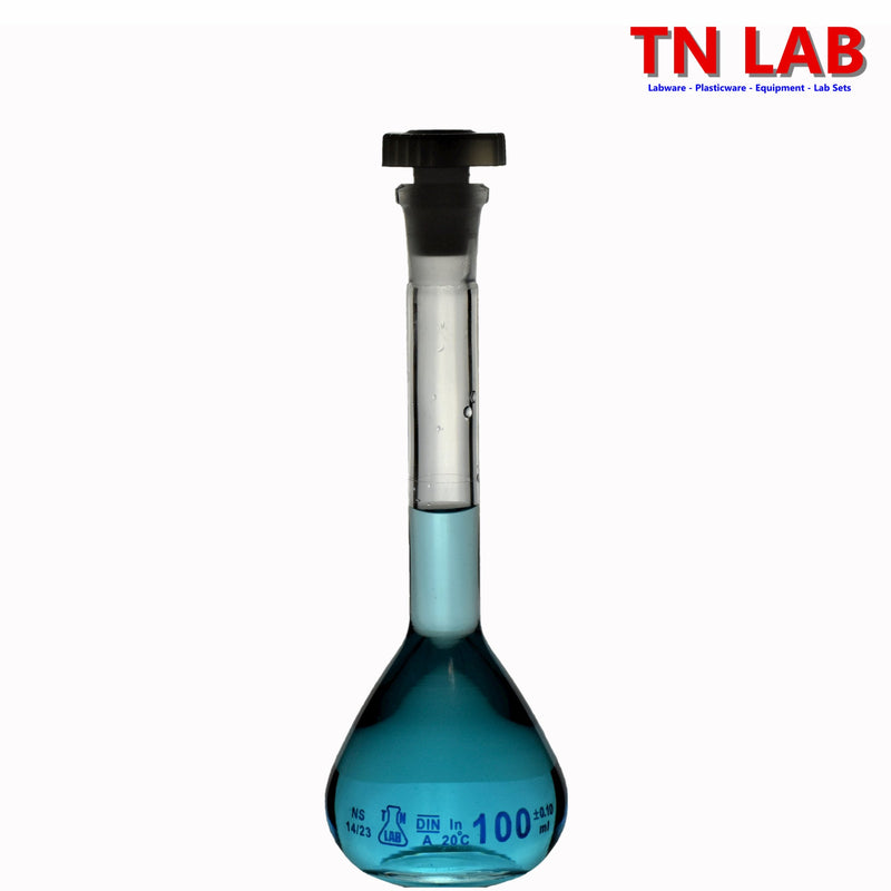 TN LAB Supply 100ml Volumetric Flask Class A Borosilicate 3.3 Glass