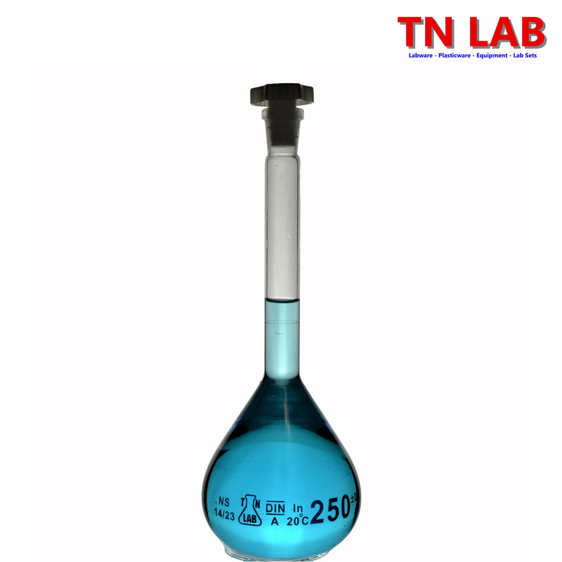 TN LAB Supply 250ml Volumetric Flask Class A Borosilicate 3.3 Glass
