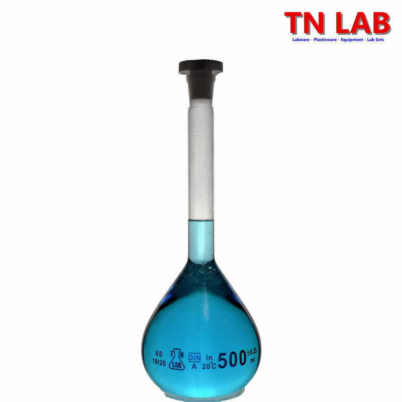 TN LAB Supply 500ml Volumetric Flask Class A Borosilicate 3.3 Glass