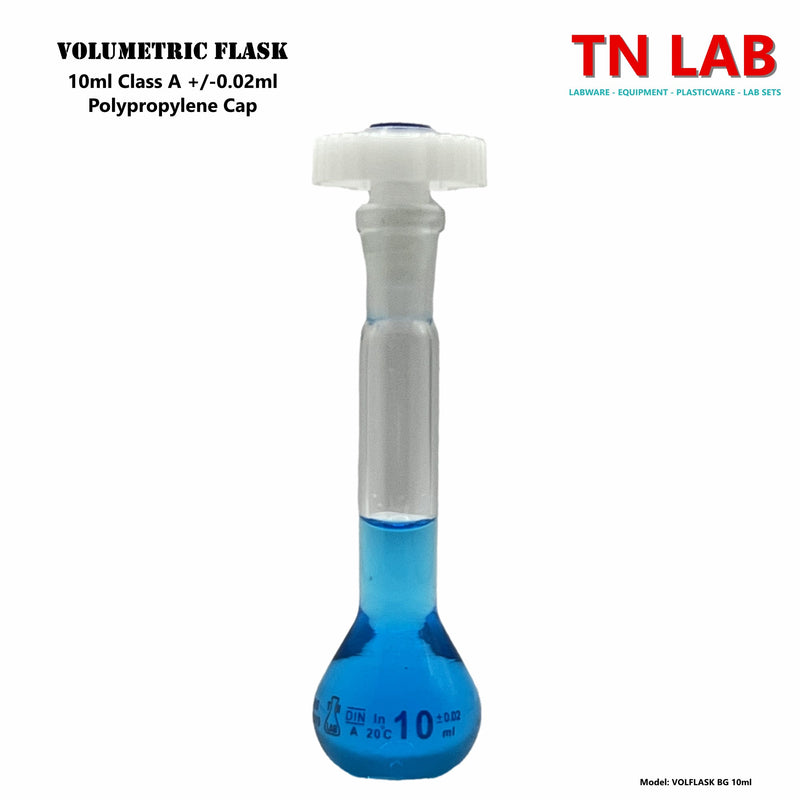 TN LAB Supply Volumetric Flask Borosilicate 3.3 Glass 10ml Class A Tapered Stopper