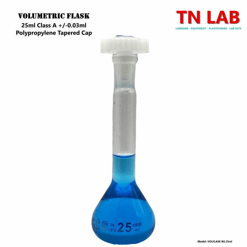 Volumetric Flask 25ml Borosilicate Glass Class A Accuracy