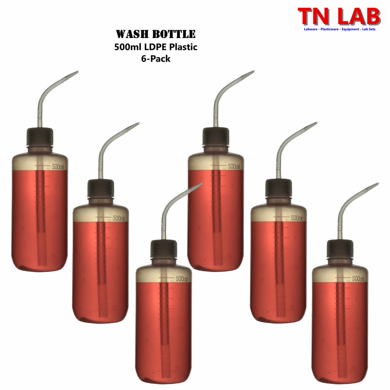 TN LAB Supply Wash Bottle LDPE 500ml  6-Pack