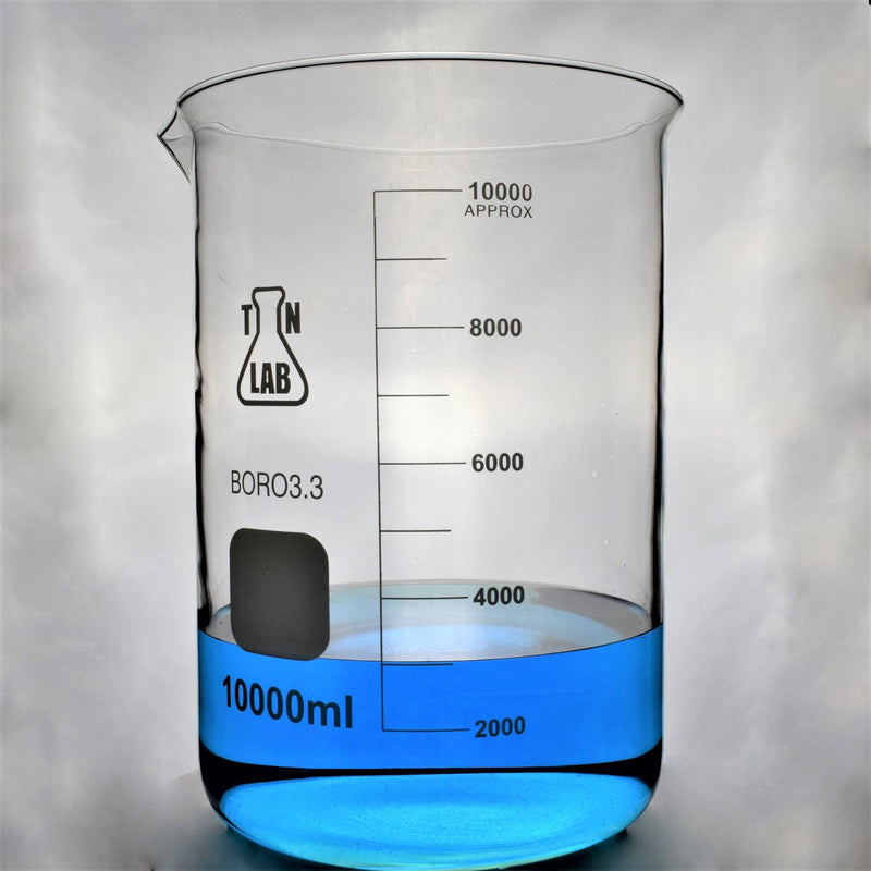 TN LAB Supply Beaker 10000ml 10L Borosilicate 3.3 Glass Beaker