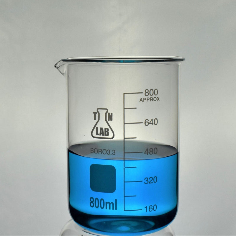 TN LAB Supply Beaker 800ml Borosilicate 3.3 Glass Beaker