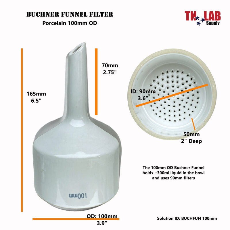 TN Lab Supply Buchner Funnel 100mm Dimensions