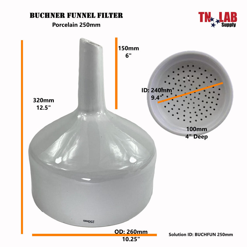 TN LAB Supply 250mm Buchner Funnel Measurements