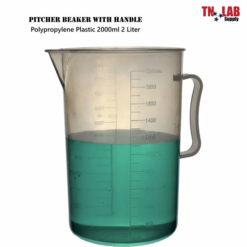 TN LAB Supply Pitcher Beaker Polypropylene Plastic 2000ml 2L