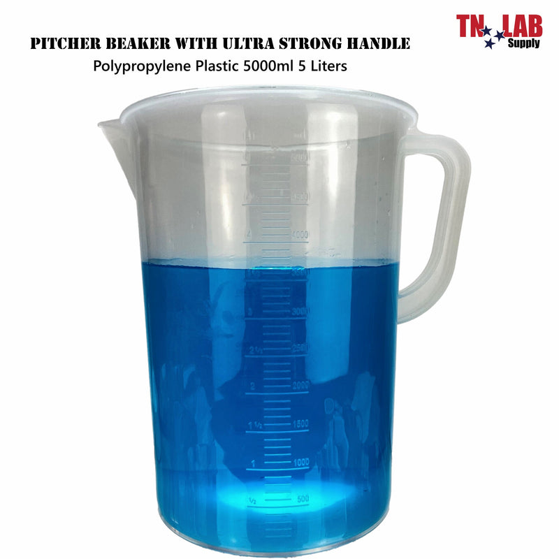 TN LAB Supply Pitcher Beaker Polypropylene Plastic 5000ml 5 Liters