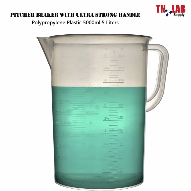 TN LAB Supply Pitcher Beaker Polypropylene 5000ml 5 Liter