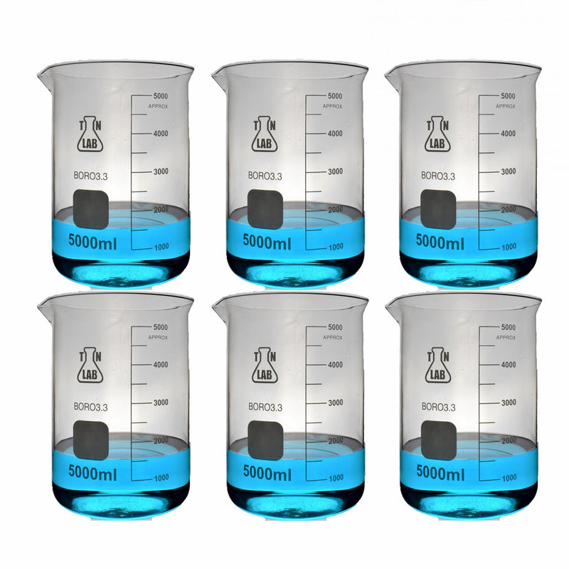 TN LAB Supply Beaker Borosilicate 3.3 Glass 5000ml x6
