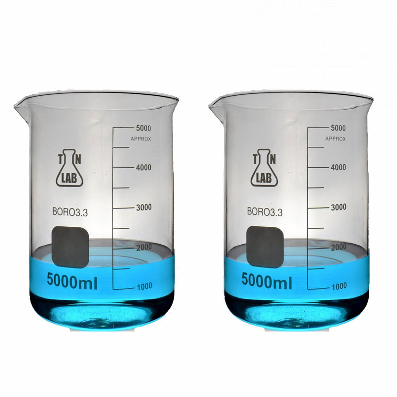 TN LAB Supply Beaker Borosilicate 3.3 Glass 5000ml x2