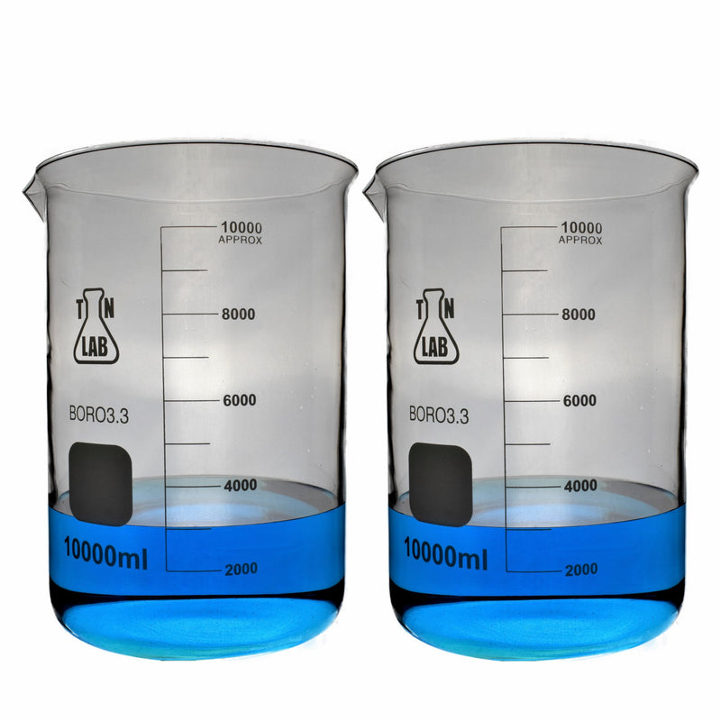 TN LAB Supply Beaker 10000ml 10L Borosilicate 3.3 Glass Beaker x2