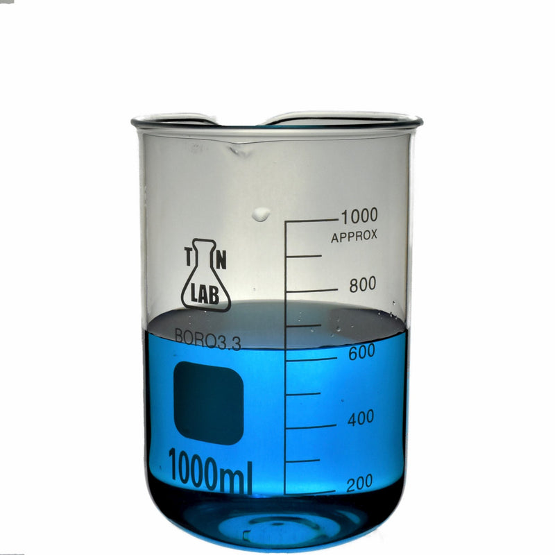 TN LAB Supply Beaker Borosilicate 3.3 Glass 1000ml 1L