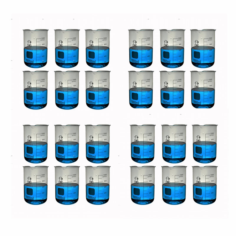 TN LAB Supply Beaker 1000ml Borosilicate 3.3 Glass Beaker 24-Pack