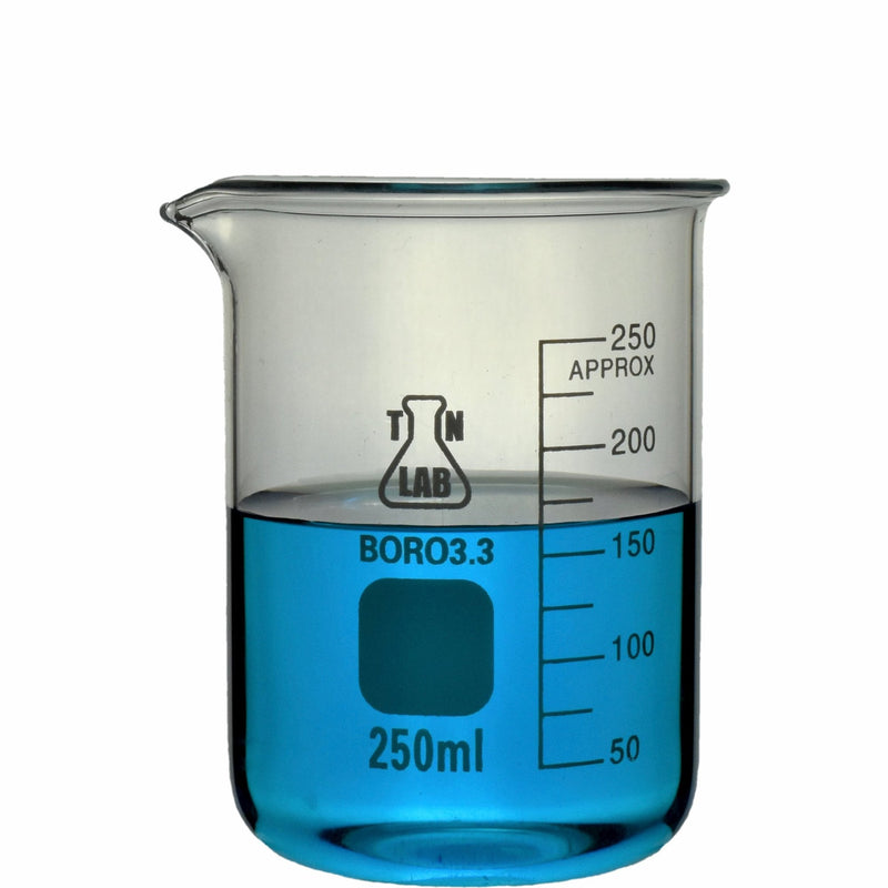 TN LAB Supply Beaker 250ml Borosilicate 3.3 Glass Beaker