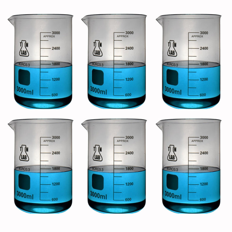 TN LAB Supply Beaker Borosilicate Glass 3000ml x6