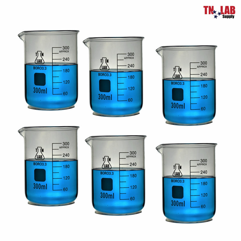 TN LAB Supply Beaker Borosilicate Glass 300ml  6-Pack