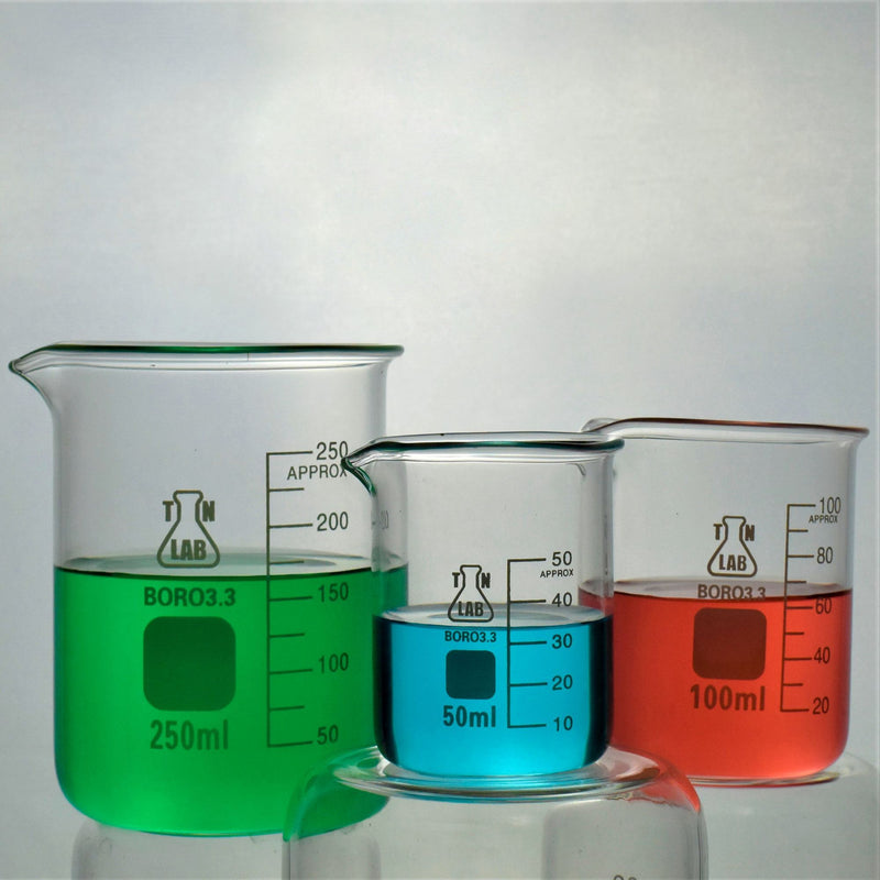3Pcs 100ml 150ml 250ml Beaker Set Graduated Borosilicate Glass