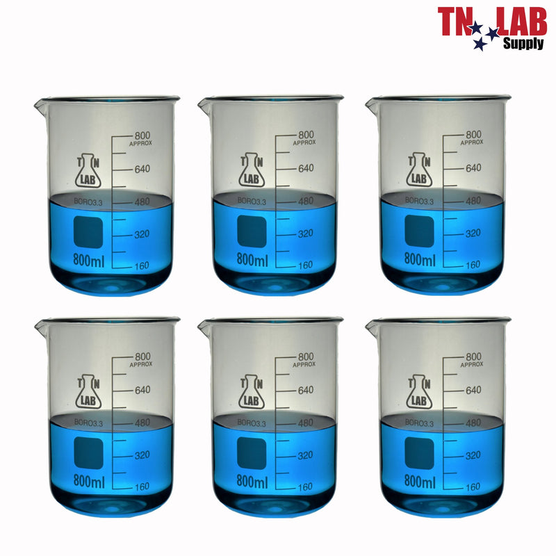TN LAB Supply Beaker Borosilicate Glass 800ml  6-Pack