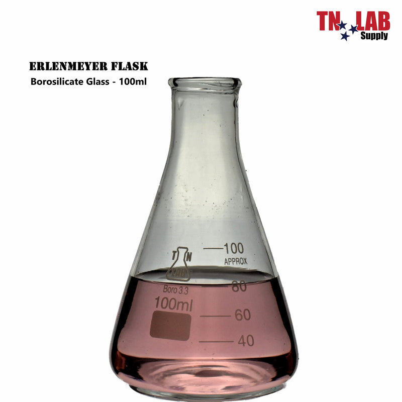 TN LAB Supply Erlenmeyer Glass Flask w-Stopper Family 100ml-250ml-500ml ...