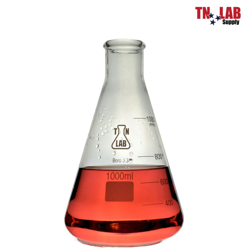TN LAB Erlenmeyer Conical Flask Borosilicate Glass 1000ml 1L
